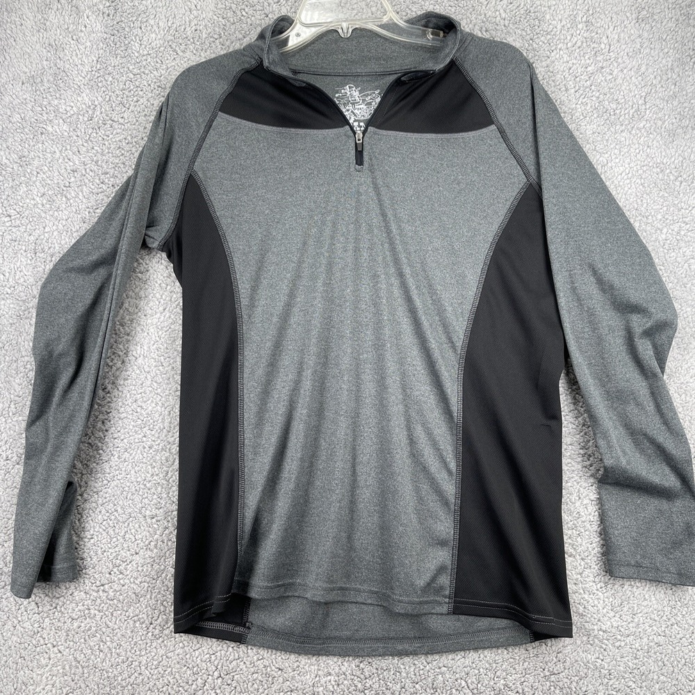 Mambo Australia Mens XL Grey Black 1/4 Zip Pullover Long Sleeve Activewear Top